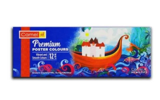 Camlin, Camel, Kokuyo Premium Poster Color - 10ml Each,(Pack of 1 Box 12 Shades)