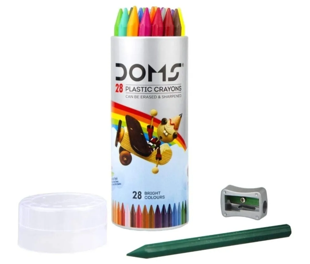 Doms Plastic Crayon 28 Shades Round Tin