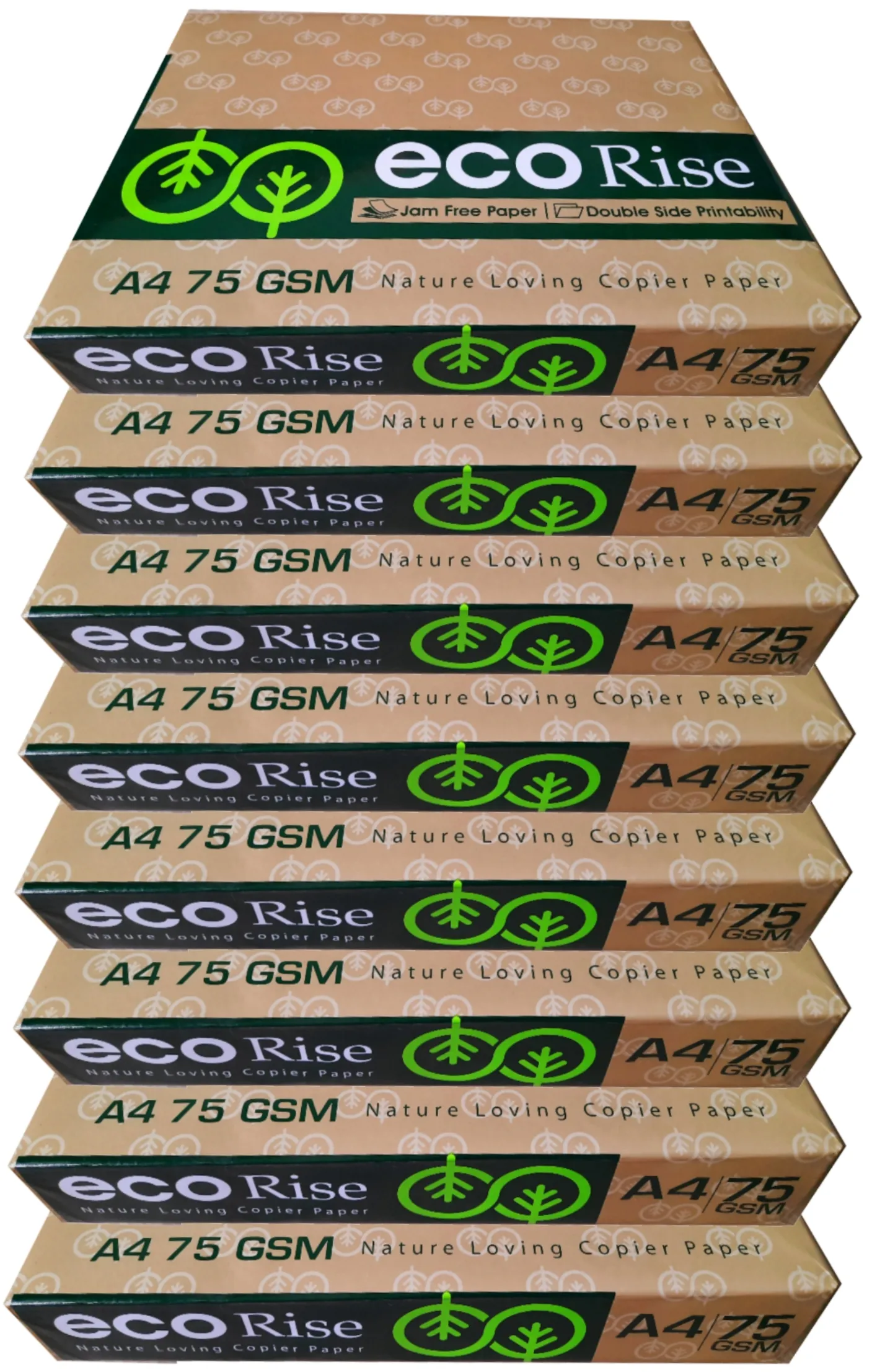 Eco Rise Printing Copy A4 Size JK Paper Eco Tree Friendly 75 GSM 500 Sheet Pack of 8
