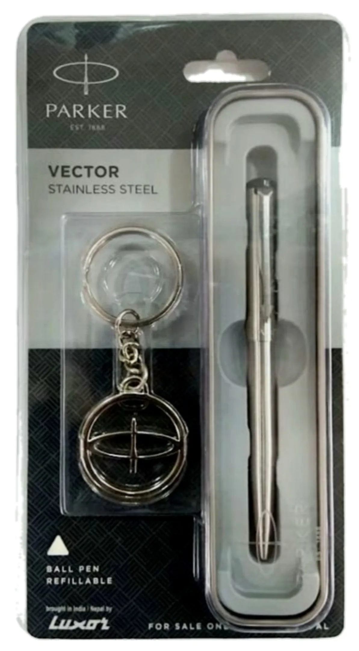 Parker Vector Stainless steel Chrome Trim Ball Pen + Free Key Chain (Pack of 1)