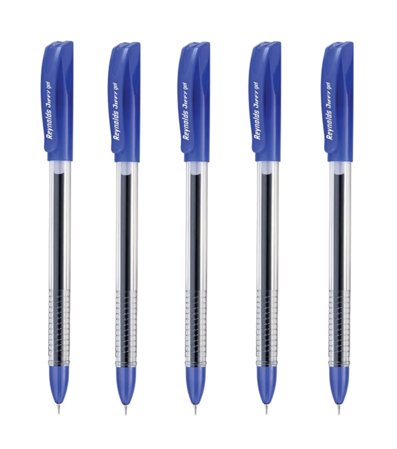 REYNOLDS JIFFY 0.5 MM NEEDLE POINT GEL PENS - PACK OF 5 (BLUE)