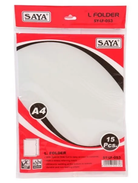 Saya L- Folder Classic A4 Pack of 15 Punch-Less Filing