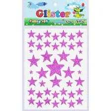 Craft Villa Glister Sparkle Glitter Self Adhesive (Pink Color) Eva Foam Sticker (Star Shape) Stickers for Craft , DIY, Scrapbooking and Decoration etc