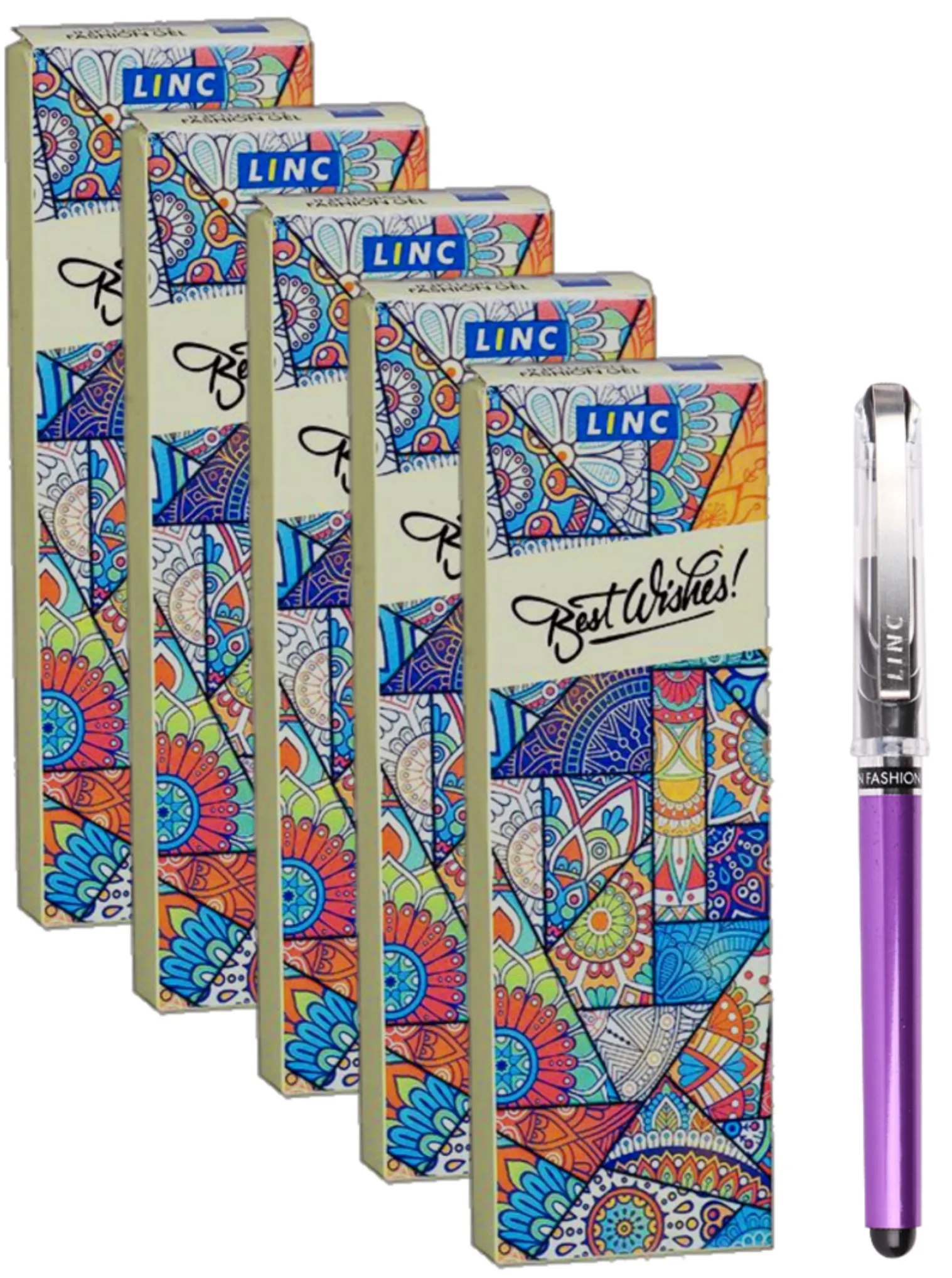 Linc Inklusion Fashion Gel Pen  Assorted Body Colour Blue Gel Pen Pack of 5 Pen