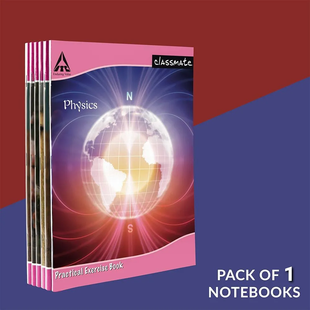 Classmate Physics Practical Notebook Single Line/Blank 108 Pages Hard Cover 26.5X21.5cm  Pack of 1