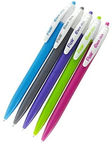 Flair Ezee Click Ball Point Pen Black Ink 1 Pack of 5 Pens