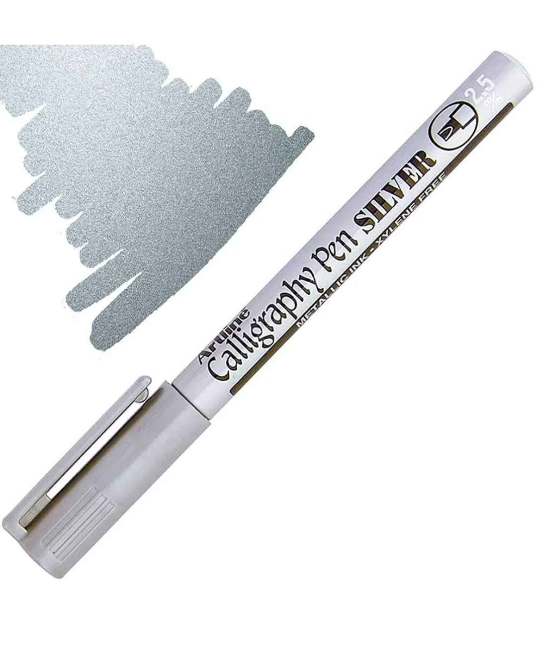Artline Calligraphy Pen Silver Metallic Ink Pen Tip Size 2.5 mm Pack of 1