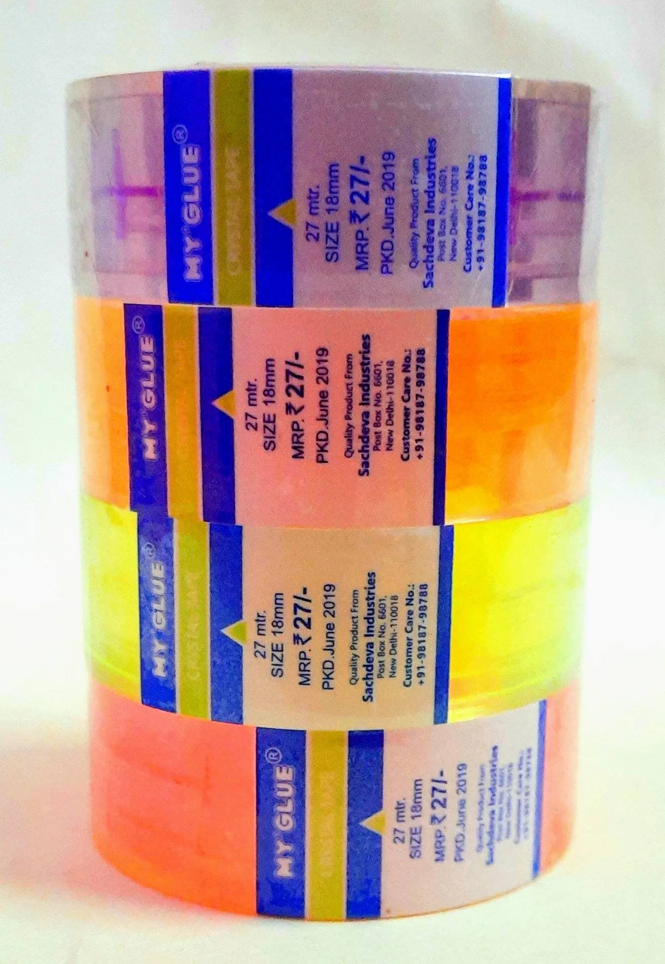 MY GLUE CRYSTAL CLEAR TRANSPARENT TAPE 18 MM PACK OF 4