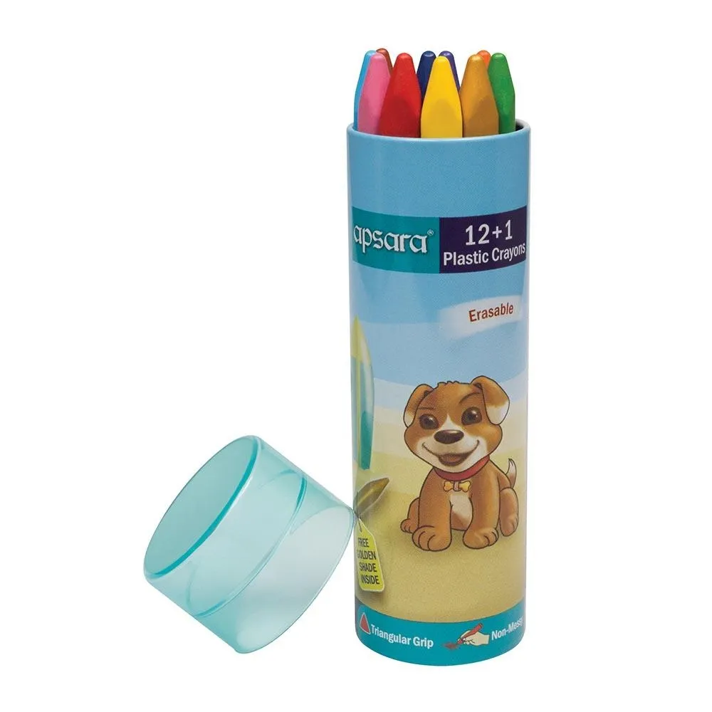 Apsara Plastic Crayons 12 Shades With 1 free Crayon
