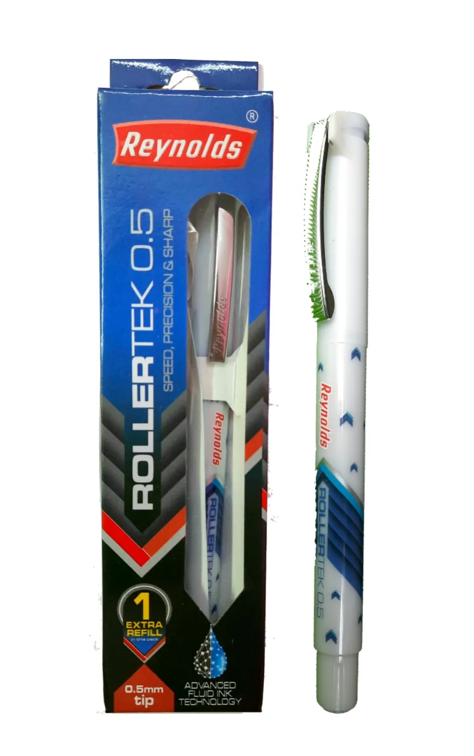 Reynolds ROLLERTEK 0.5 MM CT BOX OFFER (1 Free Cartridge) - BLUE Roller Ball Pen  (Pack of 1)