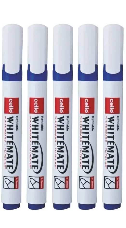 Cello Whitemate Pen White Board Marker Pen Blue Color Pack of 5