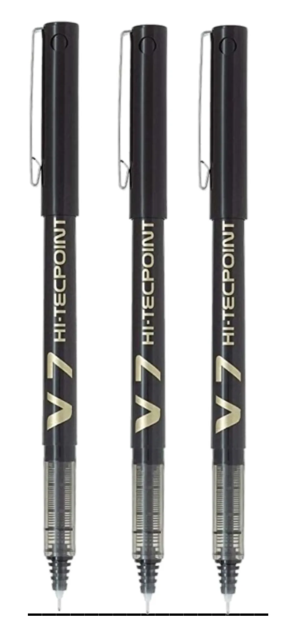 PILOT V7 LIQUID INK ROLLER BALL PEN - BLACK BODY, BLACK INK, 0.7 mm PACK OF 3
