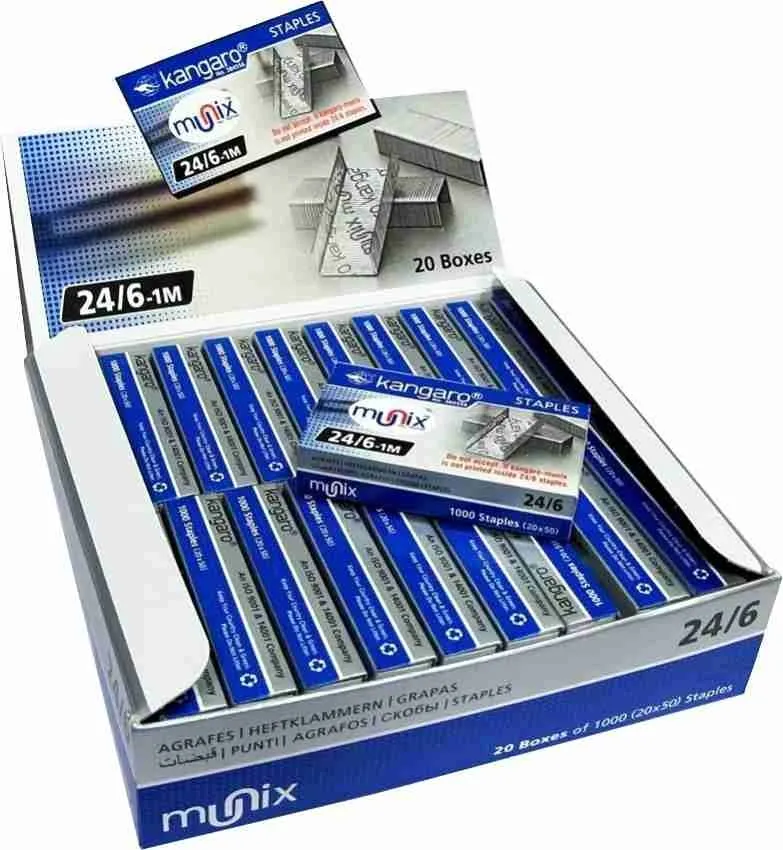 Kangaro 24/6-1M Staple Pin High Quality Rust Free Steel Wire (Set of 20 Packs)