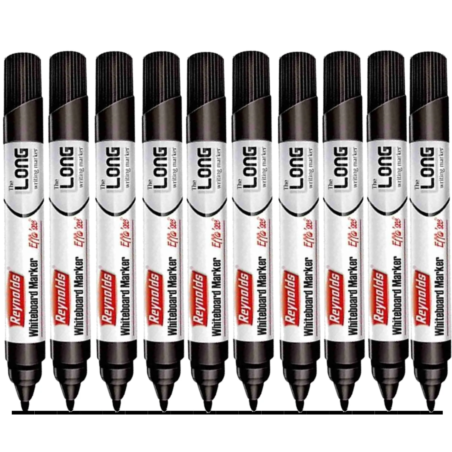 Reynolds Long White Board Refillable Marker, Black - Pack of 10