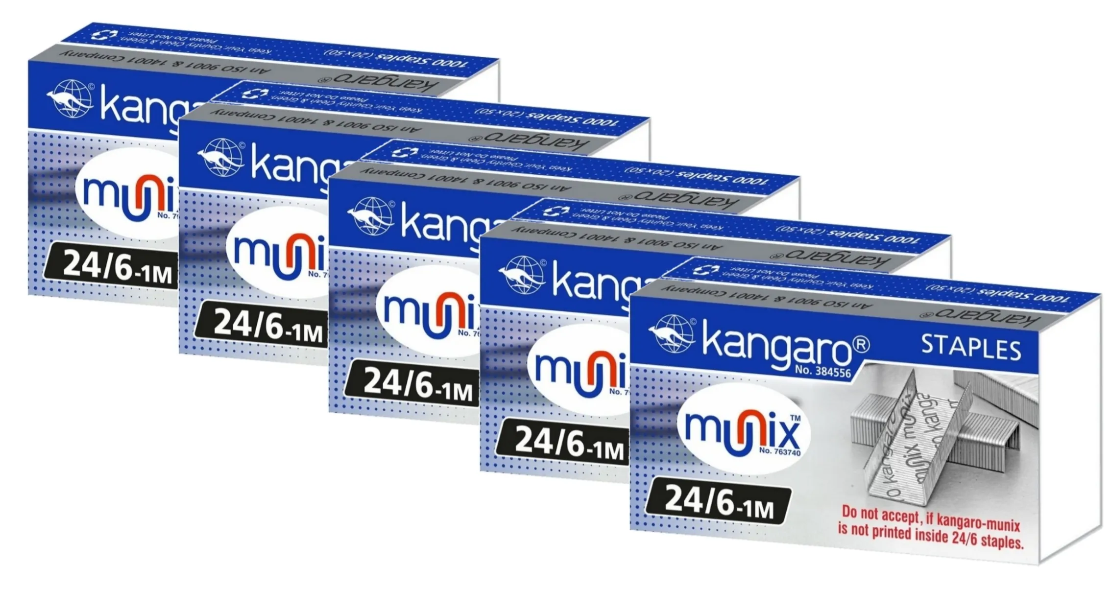 Kangaro 24/6-1M Staple Pin High Quality Rust Free Steel Wire (Set of 5 Packs)