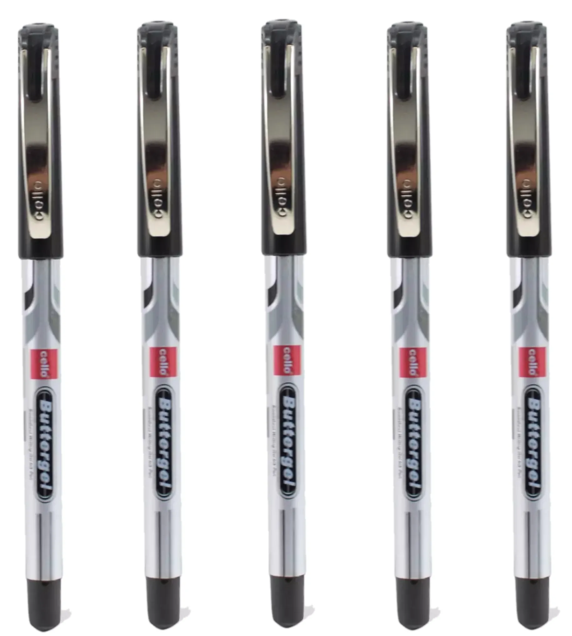 Cello ButterGel Gel Pen 0.5 mm Black Pen (5 Pack of 1 Pen)