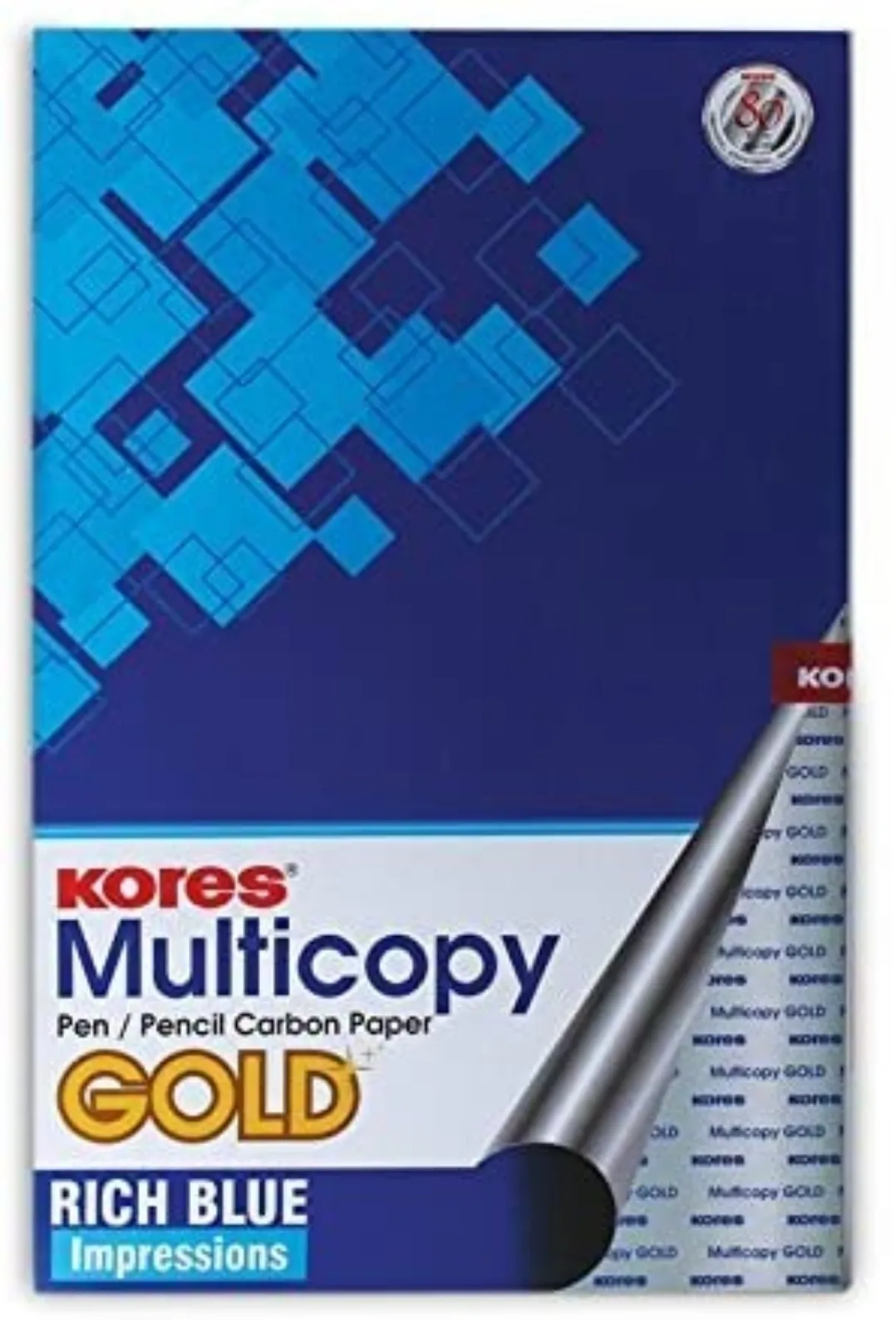 Kores Multicopy Pen/ Pencil Carbon Paper, Gold Rich Blue Impression,1 Pack of 100 Sheets