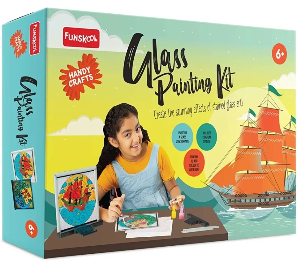 Funskool Handy Craft Glass Painting Kit Creative Painting kit Multi Colour