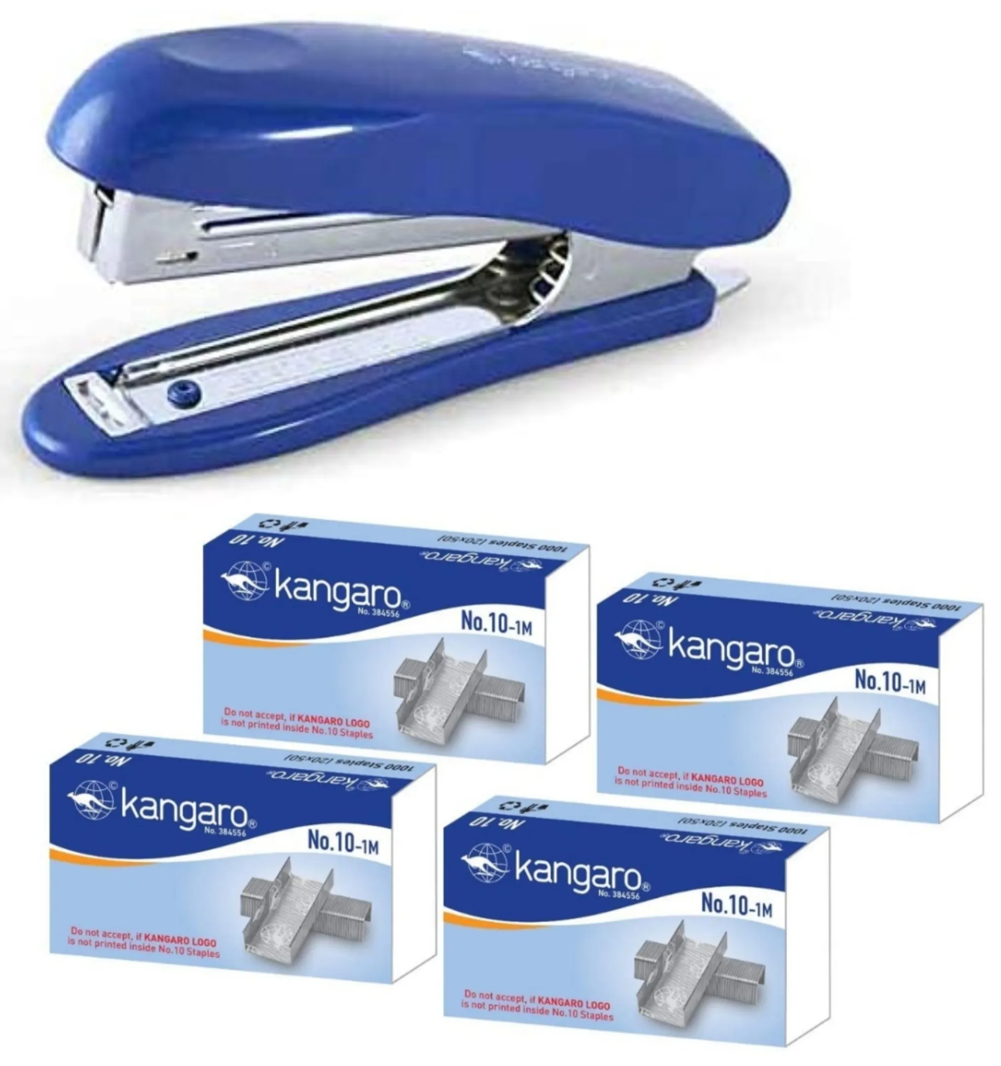 Kangaro HS-10 EN Stapler With 4 Packs of No 10-1M Staple Pin Quick Loading  Combo Pack