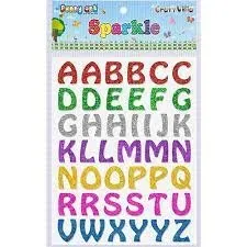 Craft Villa Glister Sparkle Glitter Self Adhesive (Multicolor) Eva Foam Sticker (Alphabets ) Stickers for Craft , DIY, Scrapbooking and Decoration etc