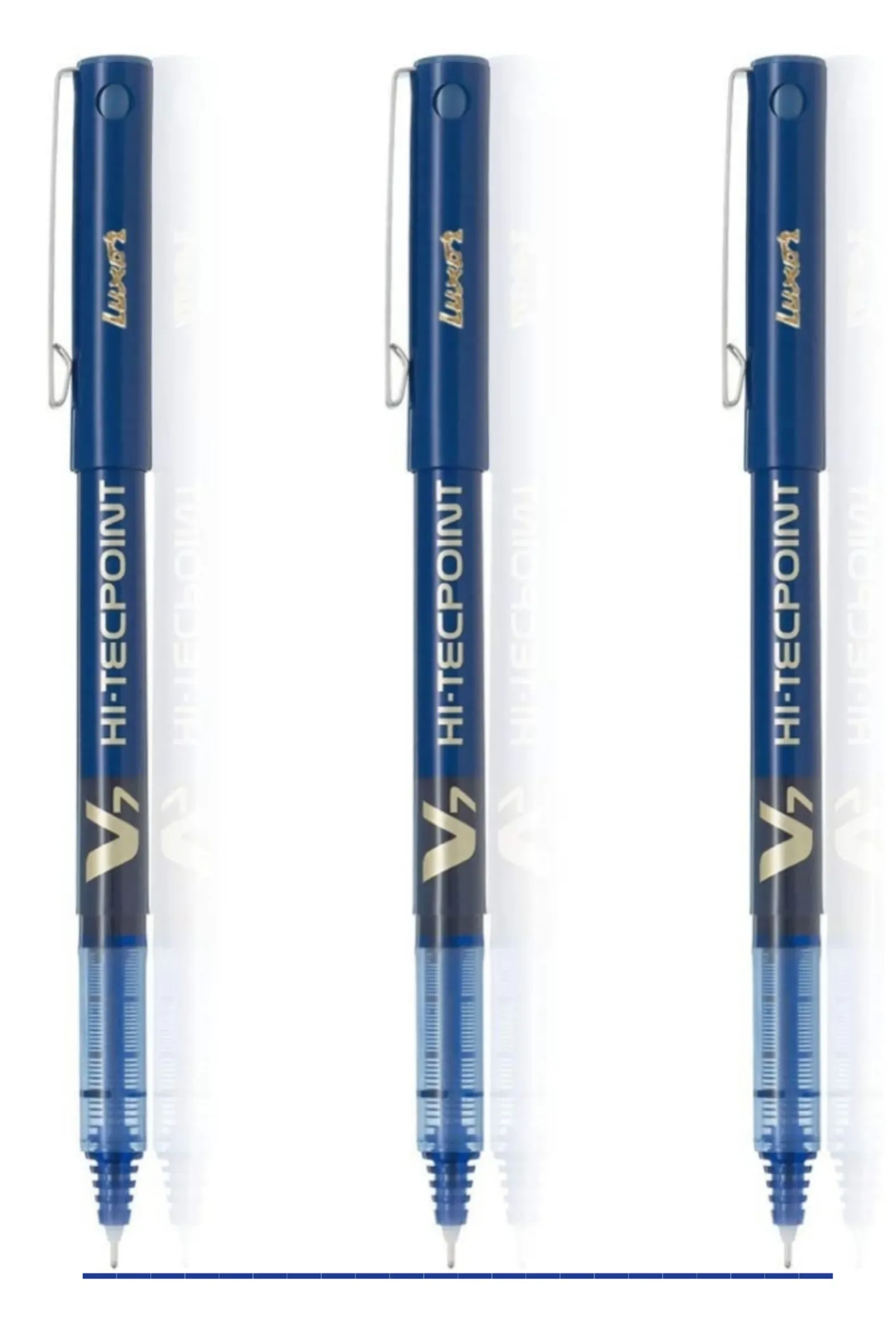 PILOT V7 LIQUID INK ROLLER BALL PEN - BLUE BODY, BLUE INK, 0.7 mm Pack of 3