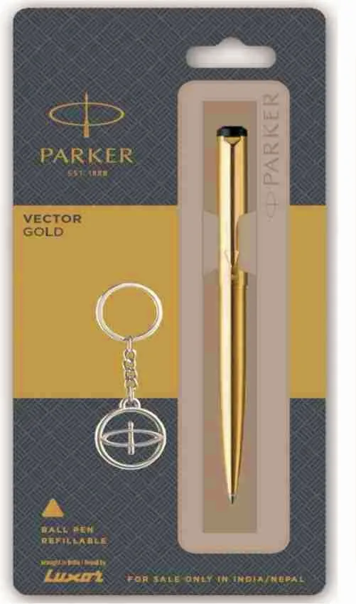 Parker Vector Gold Ball Pen + Key Chain (Pack of 1)