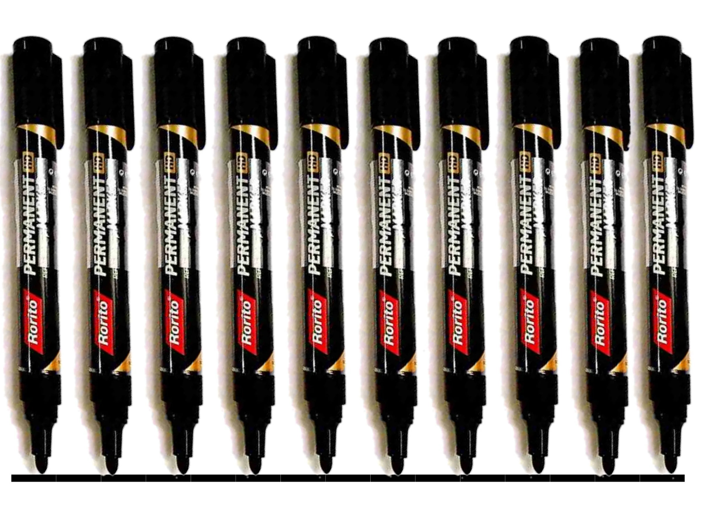 Rorito Permanent Marker HD Refillable - Black -  (Set of 10, Black)