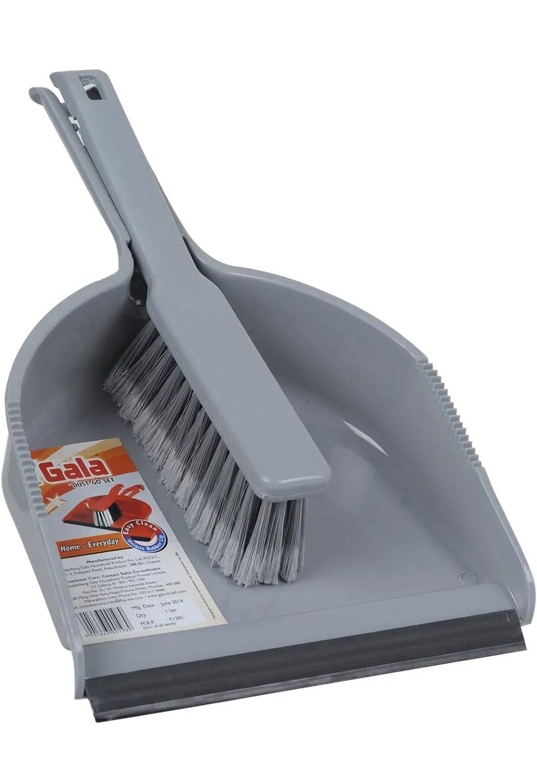 Gala Dustgo Microfiber Brush Set with Dustpan (Assorted Colour), Pack of 1