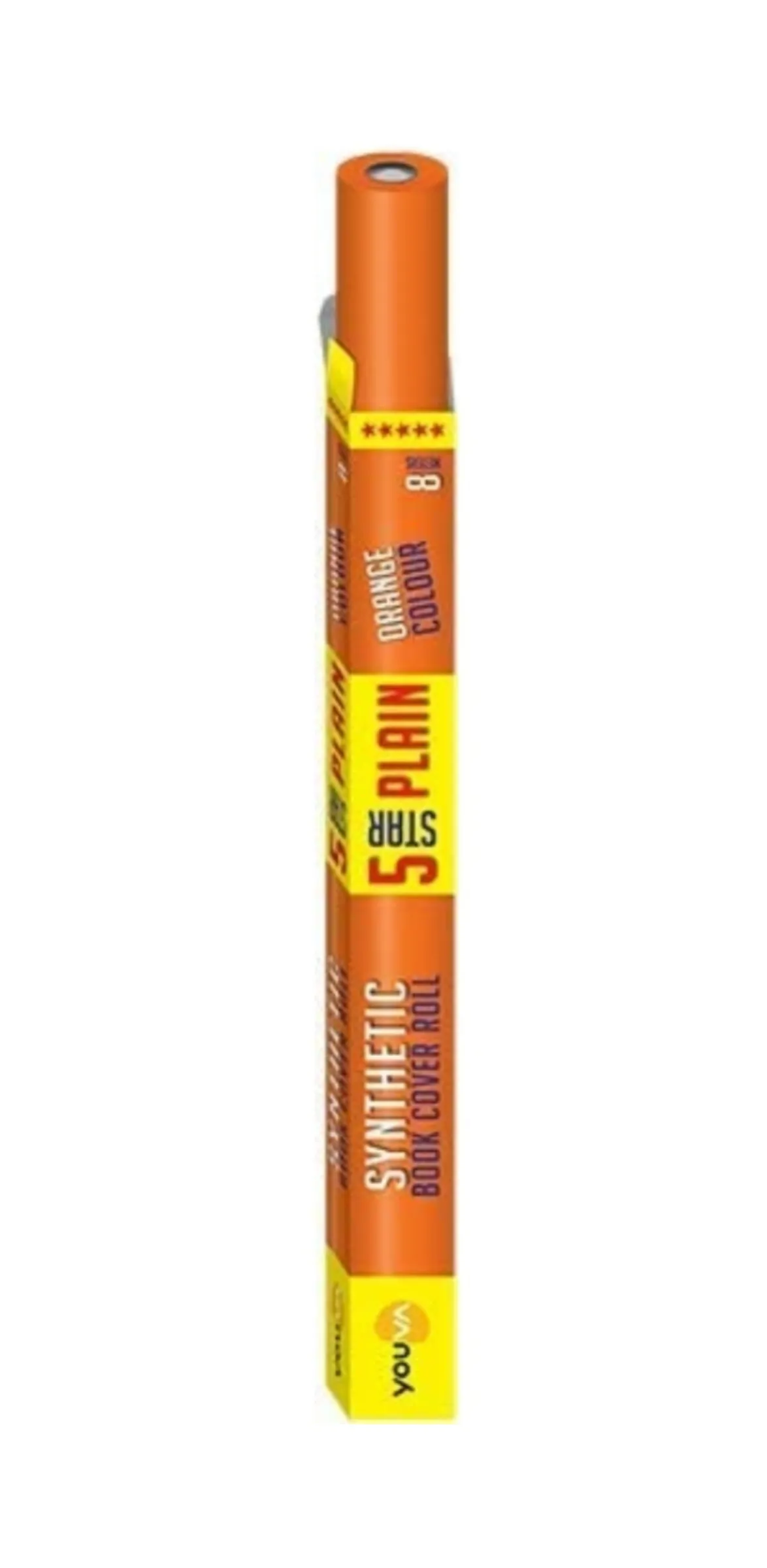 Navneet Youva Synthetic Book Cover Roll 5 Star Plain Orange Colour 8 mtrs Pack of 1