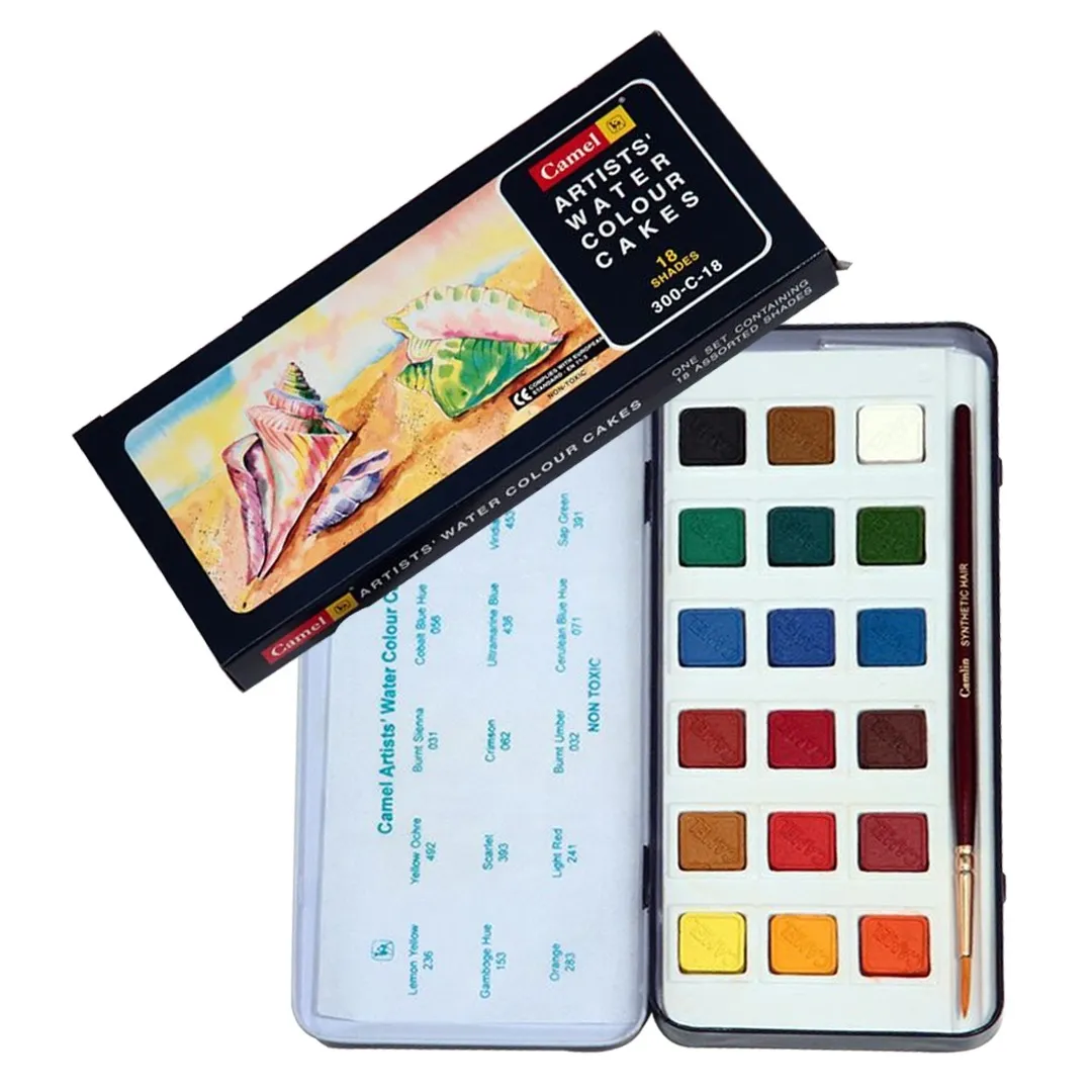 Camel , Camlin Artist Water Colour Cakes - 18 Shades  (Multicolor) Pack of 1 Box