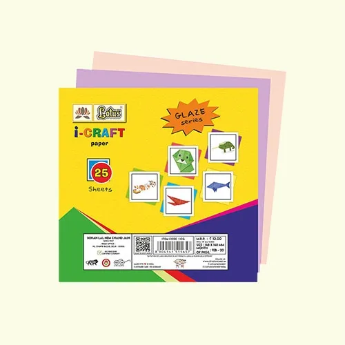Lotus I - Craft Paper, Glaze Series, Square Paper, Multi Color, 14.8 X 14.8 cm, 25 Packs (1 Pack of 25 Sheets)