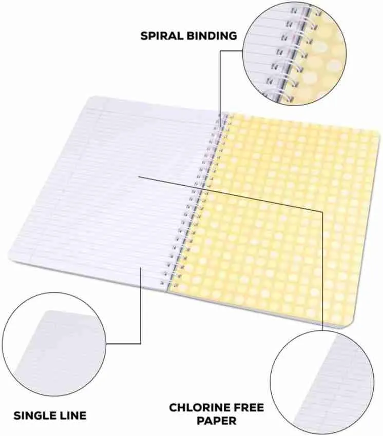 Classmate Pulse Notebook Soft Cover 6 Subject Spiral Binding Notebook Single Line 29.7 X 21 cm 300 Pages Pack of 1