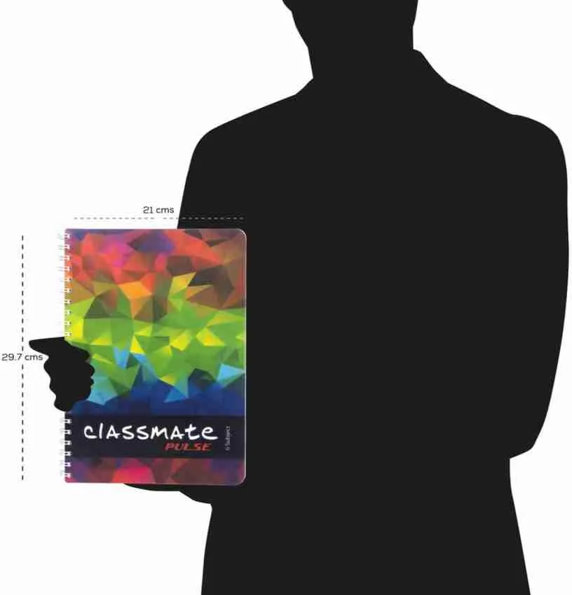 Classmate Pulse Notebook Soft Cover 6 Subject Spiral Binding Notebook Single Line 29.7 X 21 cm 300 Pages Pack of 1