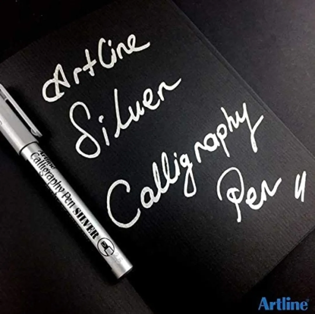 Artline Calligraphy Pen Silver Metallic Ink Pen Tip Size 2.5 mm Pack of 1