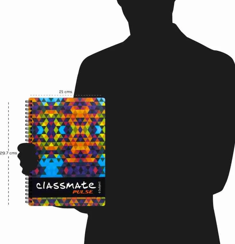 Classmate Pulse Notebook Soft Cover 6 Subject Spiral Binding Notebook Unruled 29.7 X 21 cm 300 Pages Pack of 1