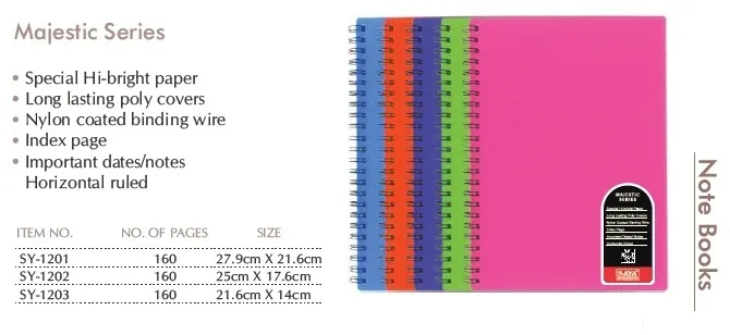 Saya Spiral Notebook, Majestic Series, Single Line, 160 Pages, 25 X 17.6 cm, Pack of 1