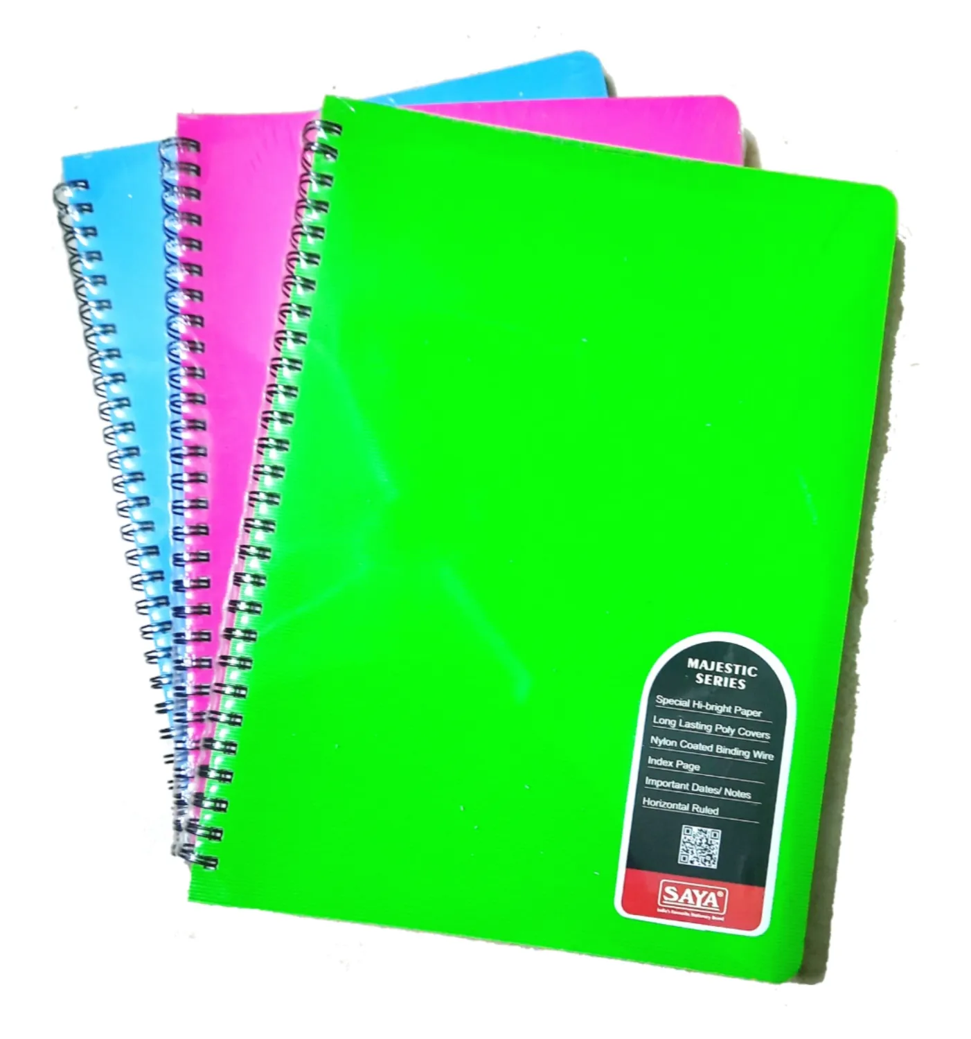Saya Spiral Notebook, Majestic Series, Single Line, 160 Pages, 25 X 17.6 cm, Pack of 1
