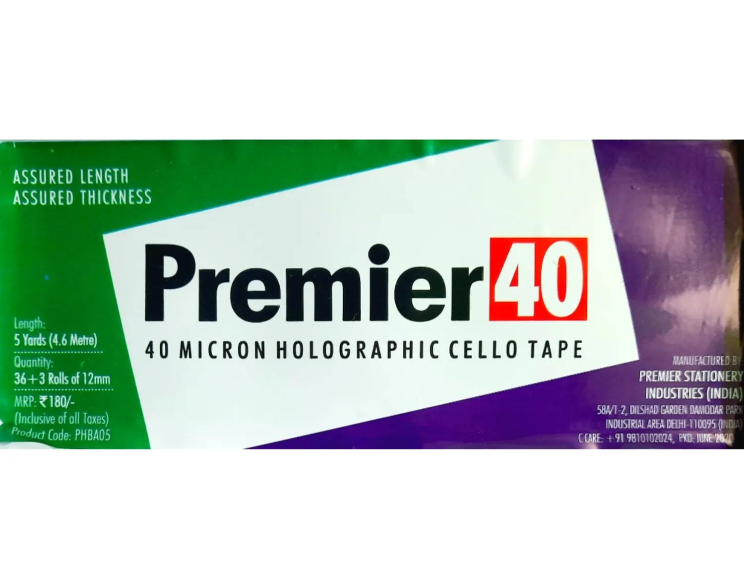 Premier 40 micron Holographic coloured Tapes Pack of 39 Tape Rolls