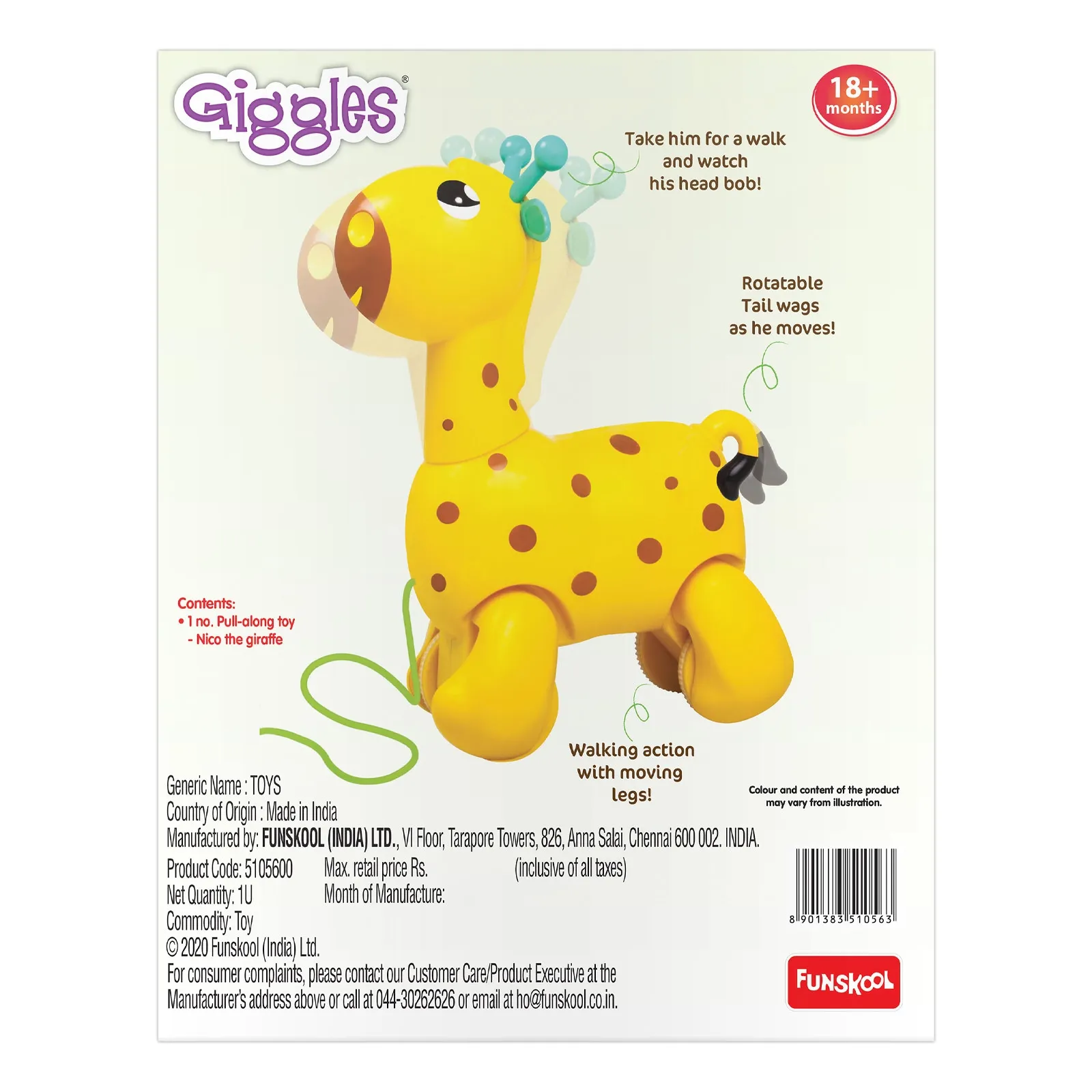 Funskool Giggles Nico the Giraffe Yellow