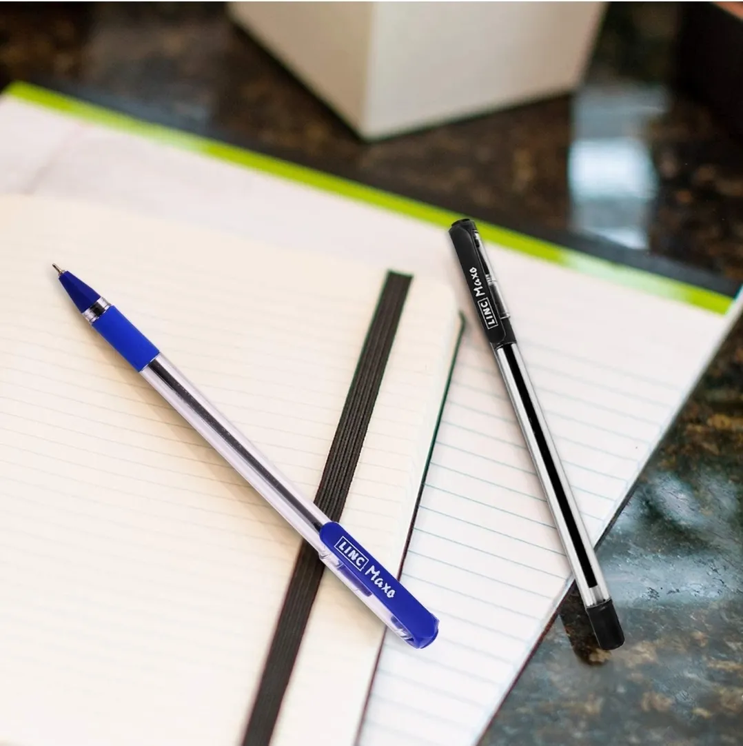 Linc Maxo Fine Ball Pen (0.7 mm, Transparent Body, Blue Ink (Pack of 5)