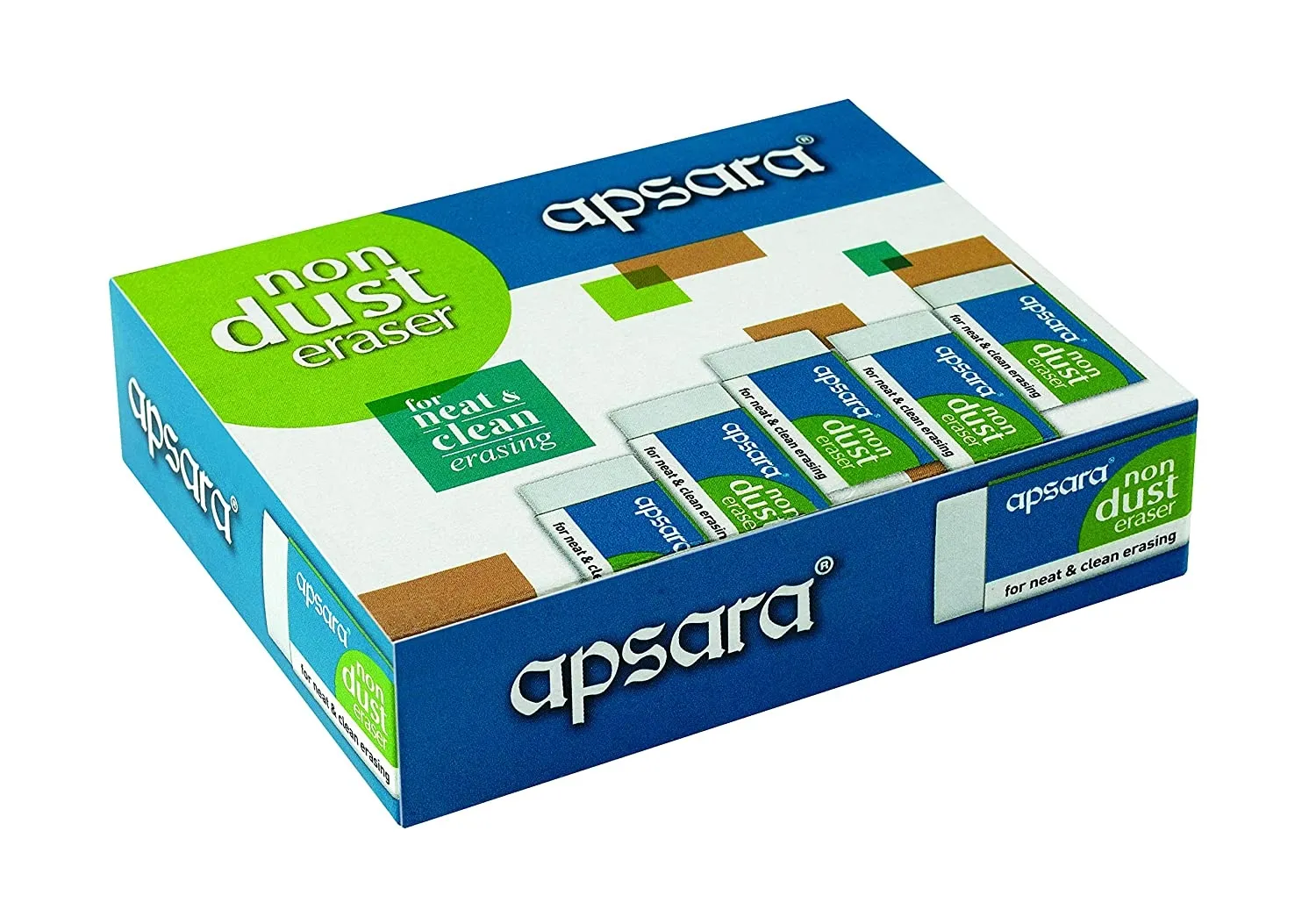 Apsara Non- Dust Regular Erasers, 1 Pack of 20 Pcs