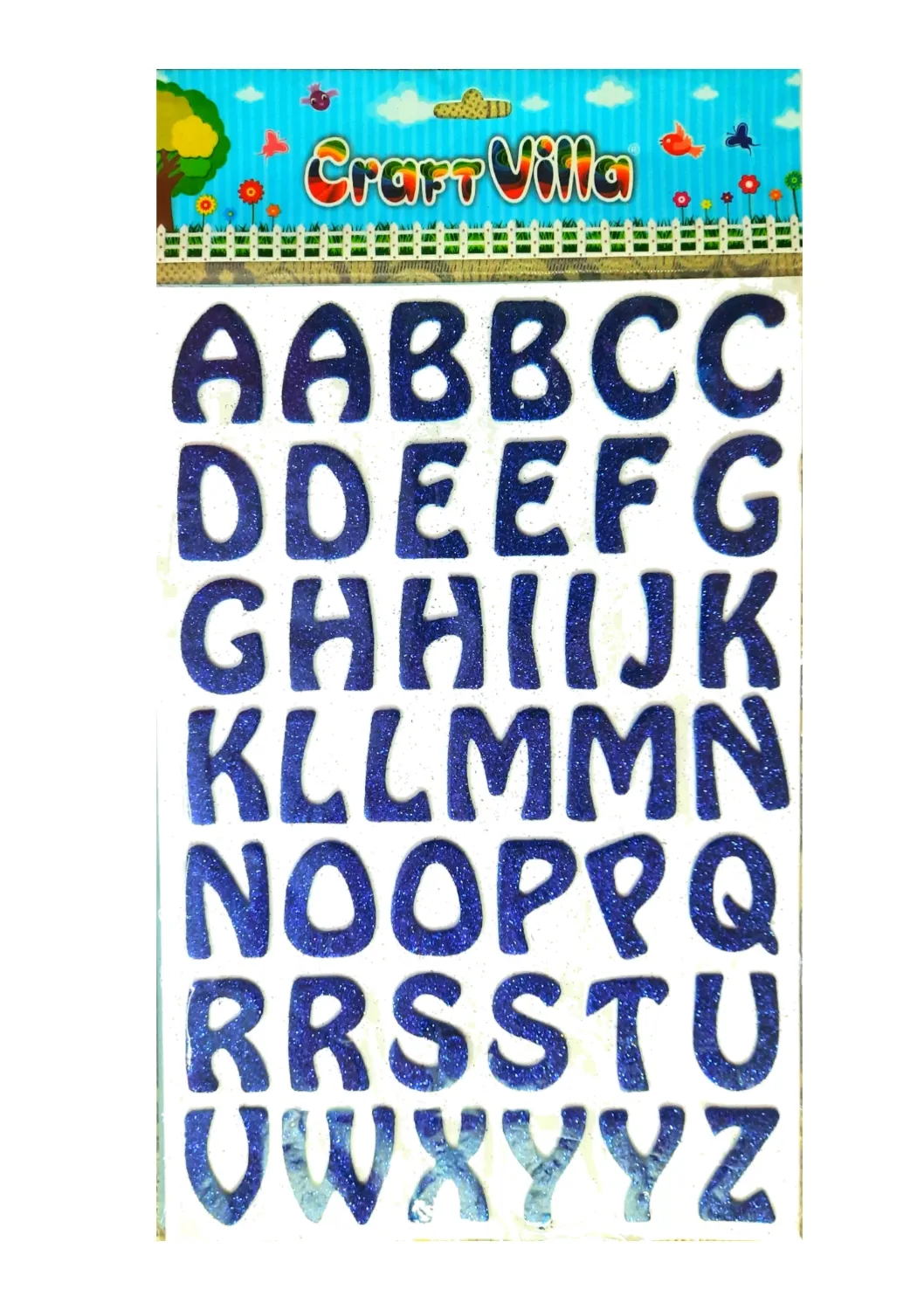Craft Villa Sparkle Glitter Self Adhesive (Blue Color) Eva Foam Sticker ( Alphabet ) Stickers for Craft , DIY, Scrapbooking and Decoration etc