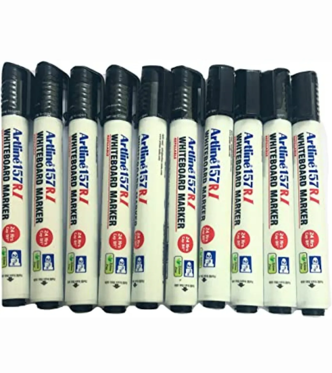 Artline White Board Marker 157 RI Refillable Black Colour Pack of 10 Marker