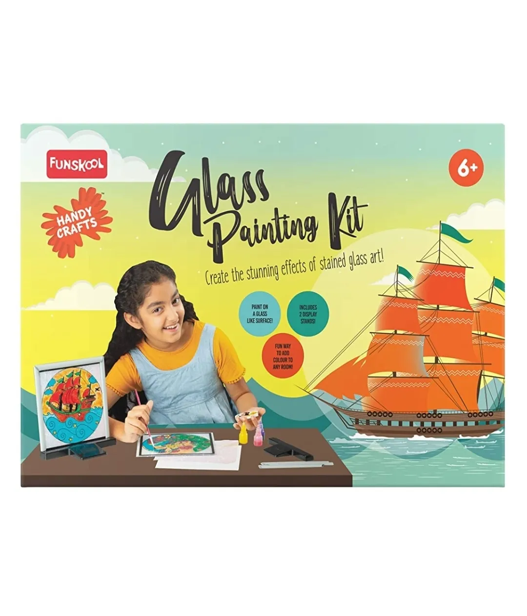 Funskool Handy Craft Glass Painting Kit Creative Painting kit Multi Colour