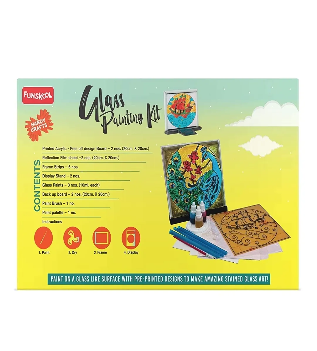 Funskool Handy Craft Glass Painting Kit Creative Painting kit Multi Colour