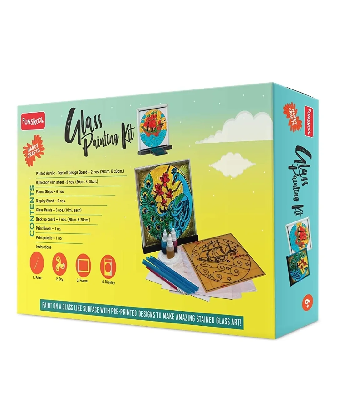 Funskool Handy Craft Glass Painting Kit Creative Painting kit Multi Colour