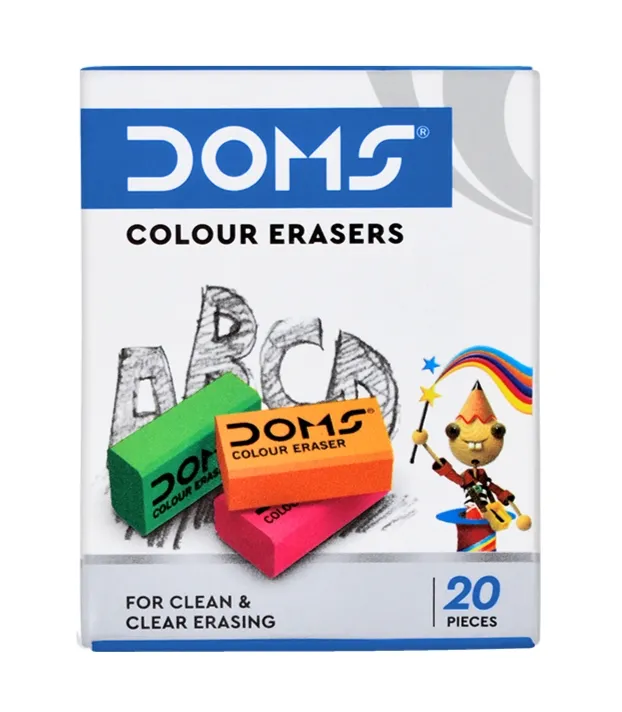 Doms Coloured  Eraser 1 Pack of 20 Erasers