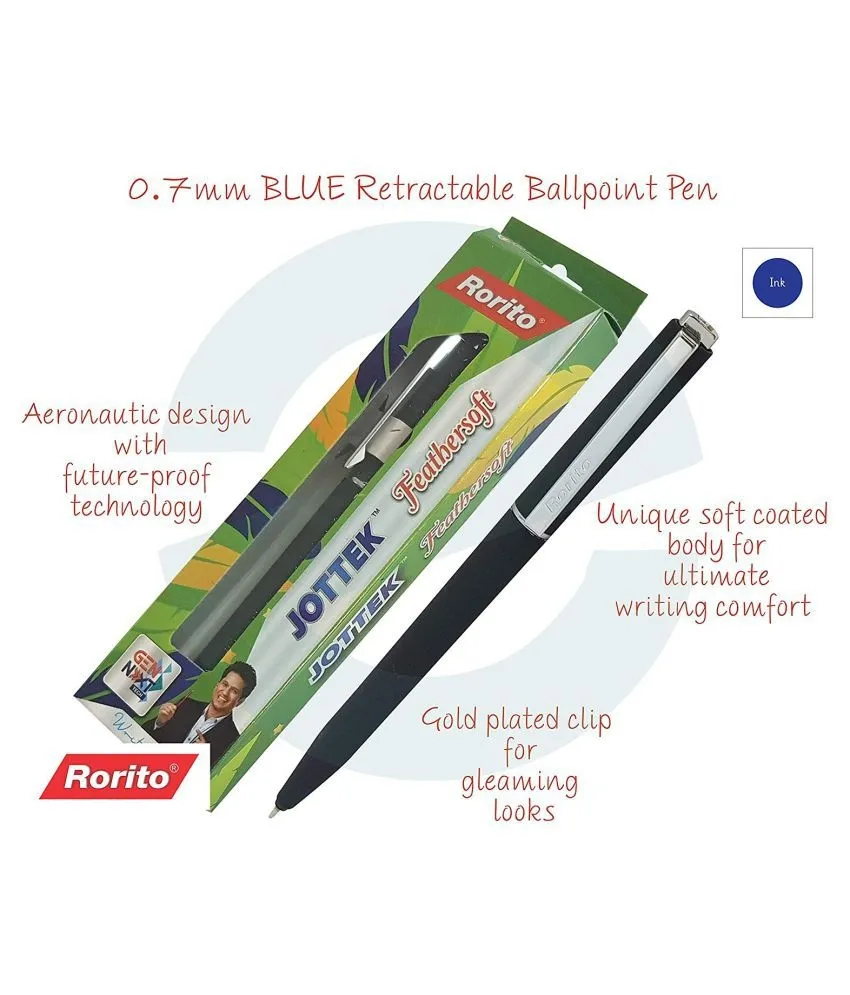 RORITO JOTTEK FEATHERSOFT RETRACTABLE BLUE BALL PEN | SET OF 1