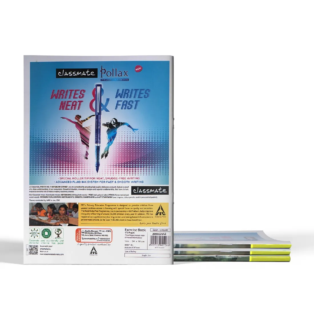 Classmate Hindi Notebook Soft Cover Single Line 172 Pages 24X18 CM Pack of 1