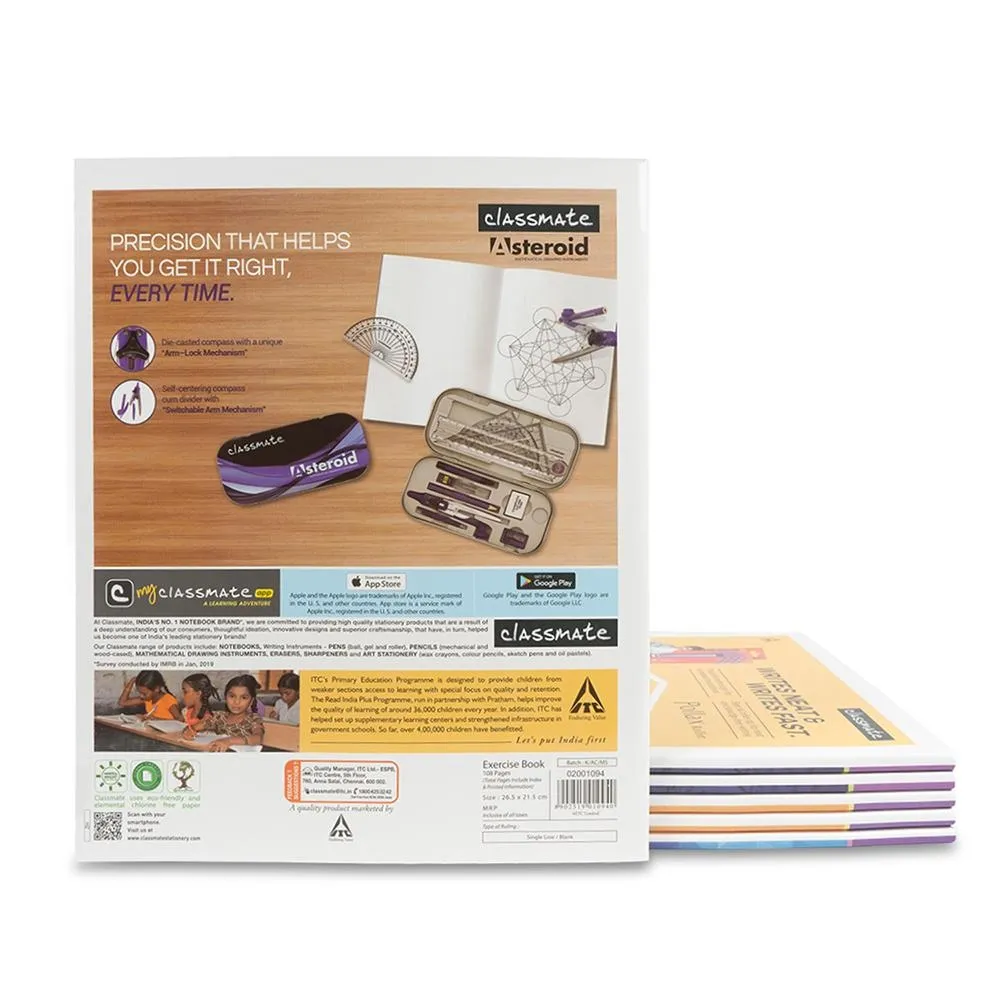 Classmate Chemistry Practical Notebook Hard Cover 108 Pages Single Line/ Blank 26.5X21.5 cm Pack of 1